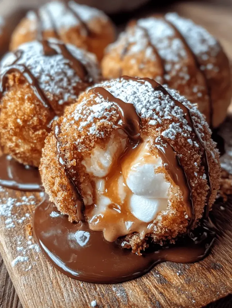 Delve into the delightful world of dessert with our Fried S'mores Bombs recipe. This indulgent treat combines the classic flavors of chocolate, marshmallows, and graham crackers into a crispy, warm delight that is sure to please any sweet lover. Imagine biting into a perfectly golden-brown exterior, only to discover a gooey, molten center of rich chocolate and soft marshmallows. Perfect for parties, family gatherings, or a cozy night at home, these Fried S'mores Bombs will not only satisfy your sweet tooth but also impress your guests with their creative twist on a beloved classic.