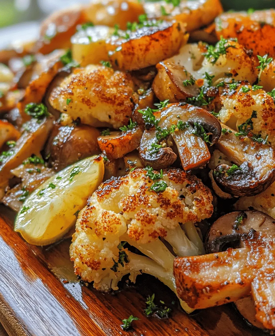 If you're looking to elevate your dining experience with a side dish that is both delicious and nutritious, look no further than Garlicky Roasted Cauliflower & Mushrooms. This simple yet exquisite recipe brings together the earthy flavors of mushrooms and the subtle sweetness of roasted cauliflower, all brought to life with a luscious garlic-infused olive oil. Not only is this dish easy to prepare, but it also boasts a vibrant appearance that is sure to impress your guests.