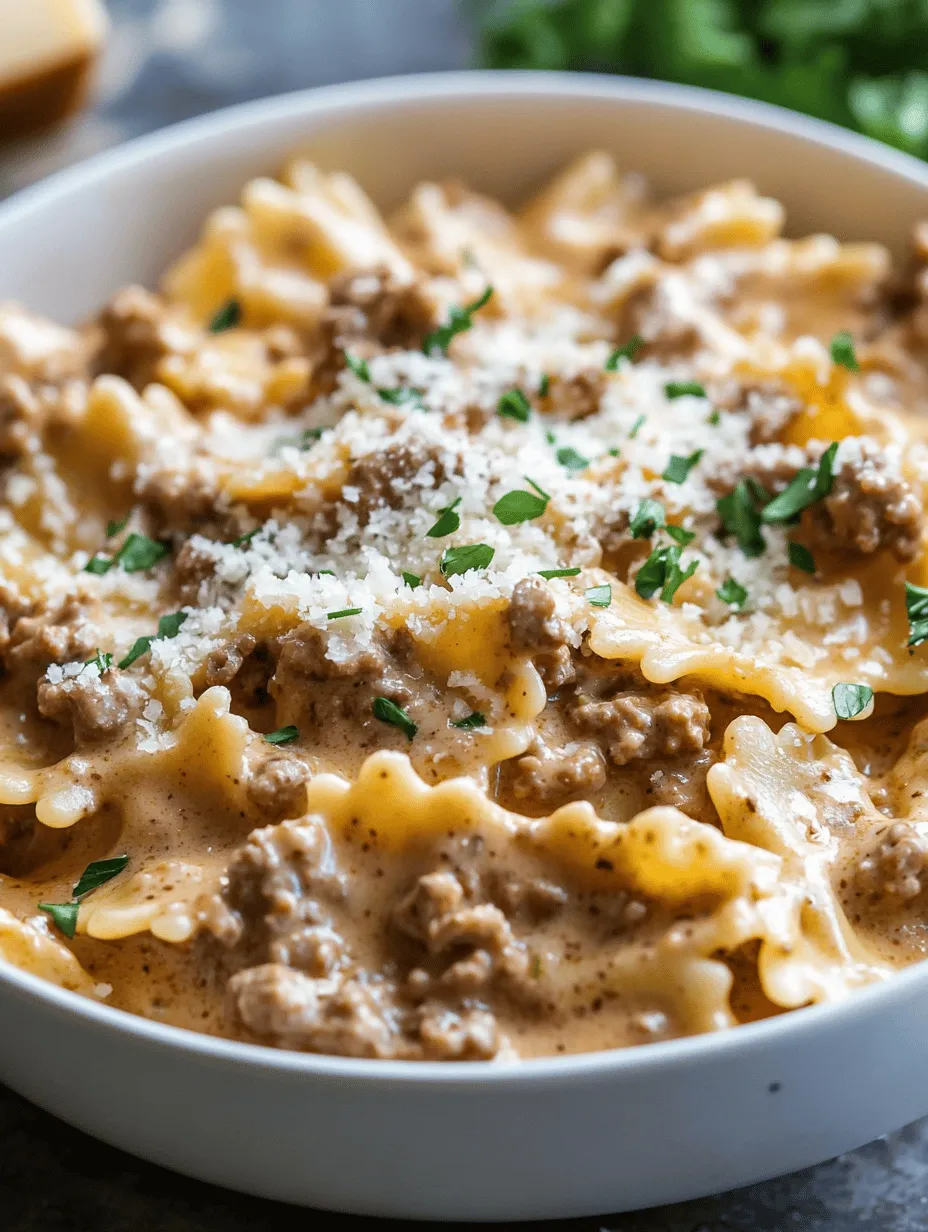 Creamy Beef and Bowtie Pasta is the epitome of comfort food, combining rich flavors and hearty ingredients into a dish that warms both the heart and the stomach. This dish is not only easy to prepare but also incredibly satisfying, making it a go-to recipe for busy weeknights or special gatherings. The creamy sauce envelops the bowtie pasta and tender beef, creating a delightful harmony of flavors that is sure to please everyone at the dinner table.