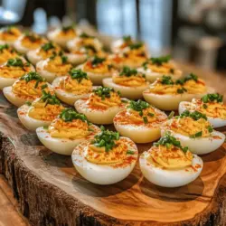 Deviled eggs are a timeless classic that has secured their place in appetizers across countless gatherings, from casual barbecues to elegant holiday dinners. This simple yet delicious dish is a staple at potlucks, picnics, and family celebrations, embodying a perfect balance of creaminess and flavor that appeals to a wide range of palates. The beauty of deviled eggs lies in their versatility; they can be easily customized to suit personal tastes and dietary needs, making them a beloved choice for both hosts and guests alike.