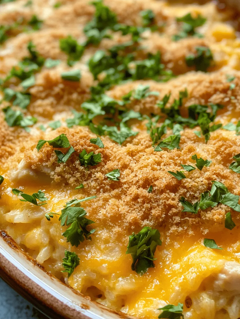 When it comes to family meals that satisfy everyone at the table, few dishes can rival the Cheesy Chicken & Rice Bake Delight. This comforting casserole combines tender chicken, fluffy rice, and a creamy sauce, all topped with gooey cheese, creating a dish that is not only delicious but also incredibly filling. Perfect for busy weeknights or cozy family dinners, this one-dish meal is a go-to for those who crave something hearty without the fuss of multiple pots and pans.