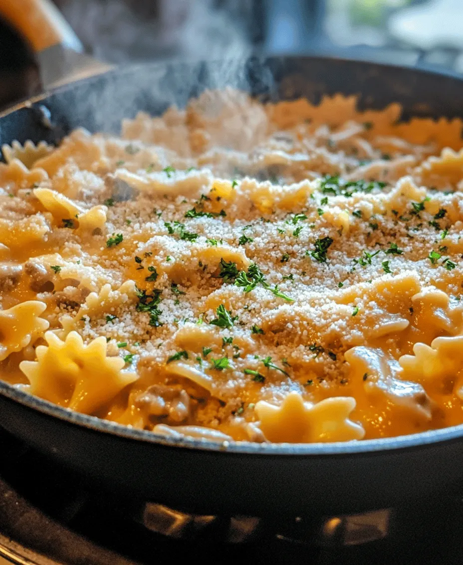 Cheesy Beef & Bowtie Pasta in Garlic Butter is more than just a meal; it’s a comforting embrace on a plate. This dish combines the rich flavors of seasoned ground beef with the delightful texture of bowtie pasta, all enveloped in a luscious garlic butter sauce that’s generously dotted with melted cheese. It’s the kind of recipe that brings families together, perfect for busy weeknights when you want something delicious without spending hours in the kitchen.