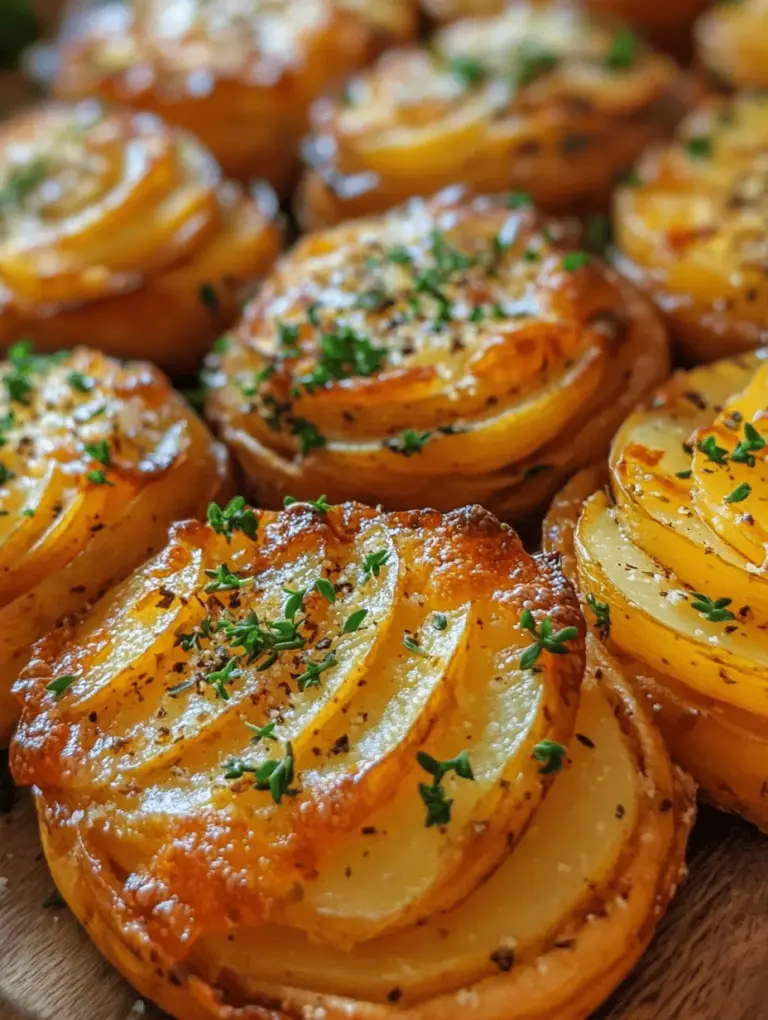 Welcome to the delightful world of Garlic Herb Muffin Pan Potato Galettes, a dish that beautifully merges the rustic charm of traditional French cooking with the convenience of modern kitchen techniques. This recipe takes simple russet potatoes and elevates them into an elegant side dish or appetizer, perfect for any occasion. With a fragrant blend of garlic, fresh herbs, and a touch of Parmesan, these galettes are not only visually stunning but also bursting with flavor. Whether you’re entertaining guests or looking for a comforting family meal, this dish is bound to impress.