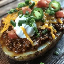 Chili cheese baked potatoes are the epitome of comfort food, combining the hearty goodness of baked russet potatoes with the rich flavors of chili and melted cheese. This dish is not only satisfying but also versatile, making it a perfect meal for any occasion. Whether you’re hosting a gathering, preparing a family dinner, or simply looking for a quick and easy meal, these loaded potatoes are sure to please. The combination of fluffy potatoes, savory chili, and gooey cheese creates a delightful experience for both the palate and the soul.