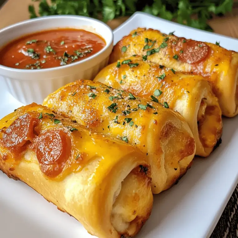 To start your Pepperoni Paradise Rolls, begin by combining the dry ingredients. In a large mixing bowl, whisk together 3 cups of all-purpose flour, 1 packet (2 ¼ teaspoons) of instant yeast, 1 teaspoon of sugar, and 1 teaspoon of salt. The sugar helps to activate the yeast, while the salt enhances the flavor of the dough.