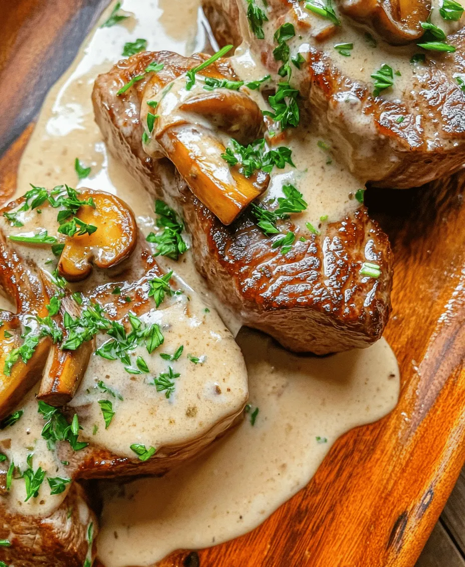 Savory Beef Tenderloin with Creamy Mushroom Sauce is a dish that tantalizes the taste buds and elevates any dining experience. This succulent cut of meat, paired with a rich and velvety mushroom sauce, creates a harmonious blend of flavors that is sure to impress your guests or make any family meal feel special. The tenderness of the beef combined with the earthy notes of mushrooms offers a gourmet experience right in your own kitchen.