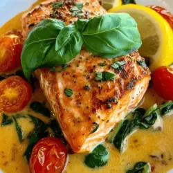 If you’re looking for a dish that combines elegance and simplicity, look no further than Creamy Tuscan Garlic Salmon. This mouthwatering recipe stands out due to its rich, creamy sauce infused with vibrant Tuscan flavors, making it a perfect choice for both special occasions and quick weeknight dinners. The combination of succulent salmon fillets, aromatic garlic, fresh spinach, and cherry tomatoes creates a symphony of flavors that dance on your palate. Whether you’re impressing guests at a dinner party or treating yourself to a gourmet meal at home, this dish delivers restaurant-quality results with minimal effort.