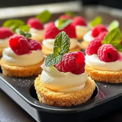 Fresh raspberries serve as the star ingredient in this recipe. Their vibrant color and tart flavor not only enhance the visual appeal of the bites but also provide a refreshing contrast to the creamy filling. When selecting raspberries, look for plump, juicy berries that are deep red in color. Fresh raspberries are crucial for achieving the right balance of sweetness and acidity in the dessert, elevating the overall flavor profile. Their natural juiciness will also lend a delightful burst of flavor in every bite.