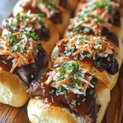 When it comes to comfort food that brings people together, few dishes can rival the allure of sticky BBQ pork sliders. These delightful mini sandwiches are a perfect blend of sweet, smoky, and tangy flavors, making them an ideal choice for gatherings, picnics, or casual weeknight dinners. The beauty of this recipe lies not only in its mouthwatering taste but also in its simplicity. With just a few ingredients and minimal preparation, you can create a dish that will impress your family and friends, transforming any meal into a memorable feast.