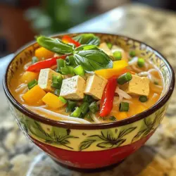 Dive into the vibrant world of Thai cuisine with a comforting bowl of Thai Red Curry Noodle Soup. This dish is a delightful marriage of creamy coconut milk, aromatic red curry paste, and a colorful array of fresh vegetables, all intertwined with delicate rice noodles and tofu. It’s not just a meal; it’s an experience that transports your taste buds straight to the bustling streets of Thailand. Whether you're looking for a cozy dinner to warm you up on a chilly night or a quick weeknight dish that bursts with flavor, this Thai Red Curry Noodle Soup fits the bill perfectly.