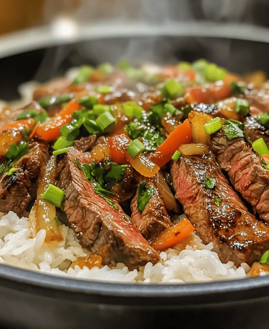 At the heart of this Sizzling Pepper Steak Stir-Fry is flank steak, a cut known for its rich flavor and tender texture when cooked properly. Flank steak is a lean cut of beef taken from the abdominal muscles of the cow, which gives it a distinctive grain and a robust taste. This makes it ideal for stir-frying, as it can absorb marinades well and cooks quickly.