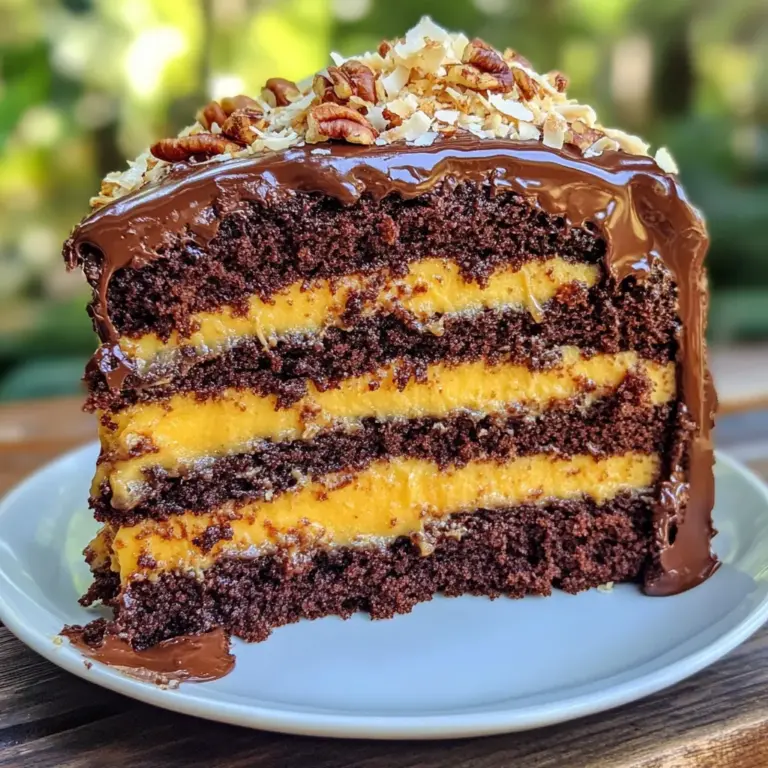 German Chocolate Cake, with its rich layers and decadent frosting, has become a beloved dessert across the globe. Though its name might suggest a connection to the country of Germany, this delightful cake actually has roots in the United States. Originating in the 19th century, it was named after an Englishman, Samuel German, who developed a dark-baking chocolate for a specific recipe. As it evolved, German Chocolate Cake transformed into a dessert that showcases the perfect harmony of rich chocolate layers, sweet coconut, and crunchy pecans, making it a favorite for celebrations and gatherings.