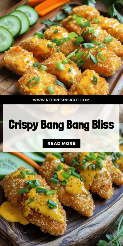 Discover the mouthwatering Crispy Bang Bang Chicken that will elevate your mealtime! With its crunchy coating and creamy, spicy sauce, this dish is perfect for gatherings or a cozy night in. Learn about its origins, flavor profile, and step-by-step instructions to achieve the ultimate crispy texture. Don't miss out on impressing your family and friends with this crowd-pleaser. Click through to explore the delicious recipe!