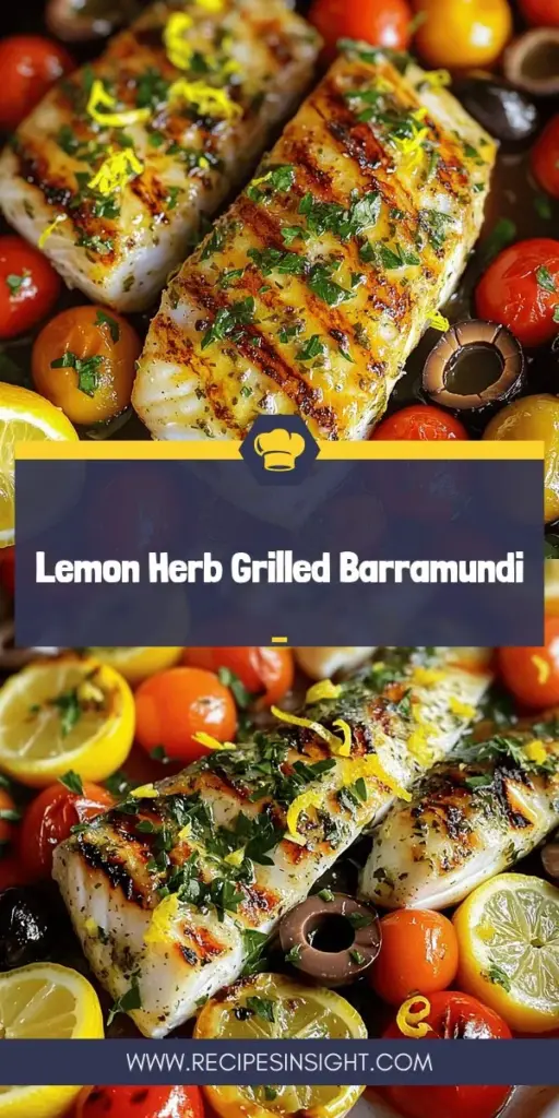 Discover the vibrant flavors of Grilled Lemon Herb Barramundi with Olives and Tomatoes, a standout recipe from the Mediterranean grill collection. This dish features tender barramundi marinated in a zesty mix of olive oil, lemon, garlic, and fresh herbs, perfect for outdoor cooking. Impress your family and friends with simple grilling techniques that make this dish a delightful centerpiece. Click to explore the full recipe and bring the taste of the Mediterranean to your table!