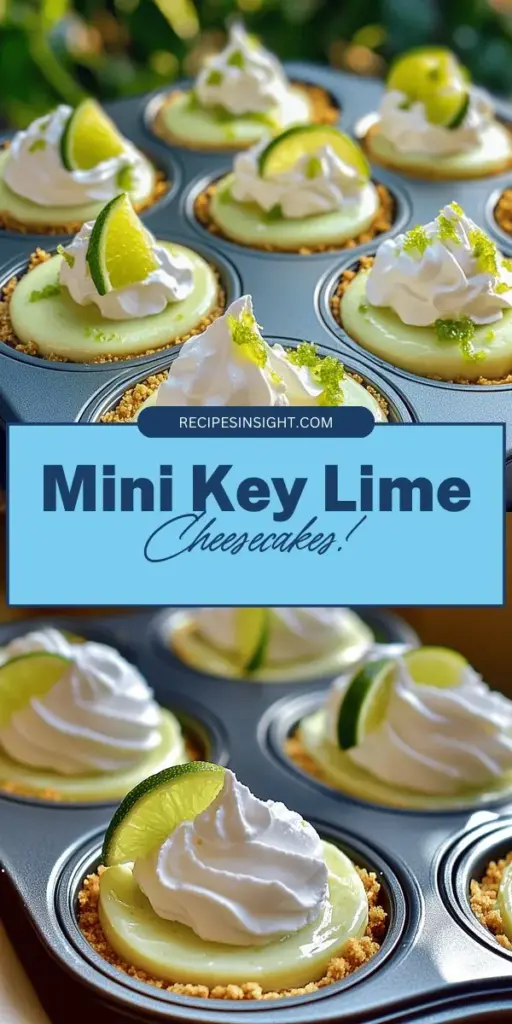 Create a refreshing dessert that'll impress everyone with this mini key lime cheesecakes recipe! These delightful bite-sized treats combine tangy key lime with a creamy filling, all nestled in a crispy graham cracker crust. Perfect for any gathering or simply to treat yourself, these cheesecakes are easy to make ahead and absolutely stunning on any dessert table. Click through to explore the full recipe and elevate your dessert game!