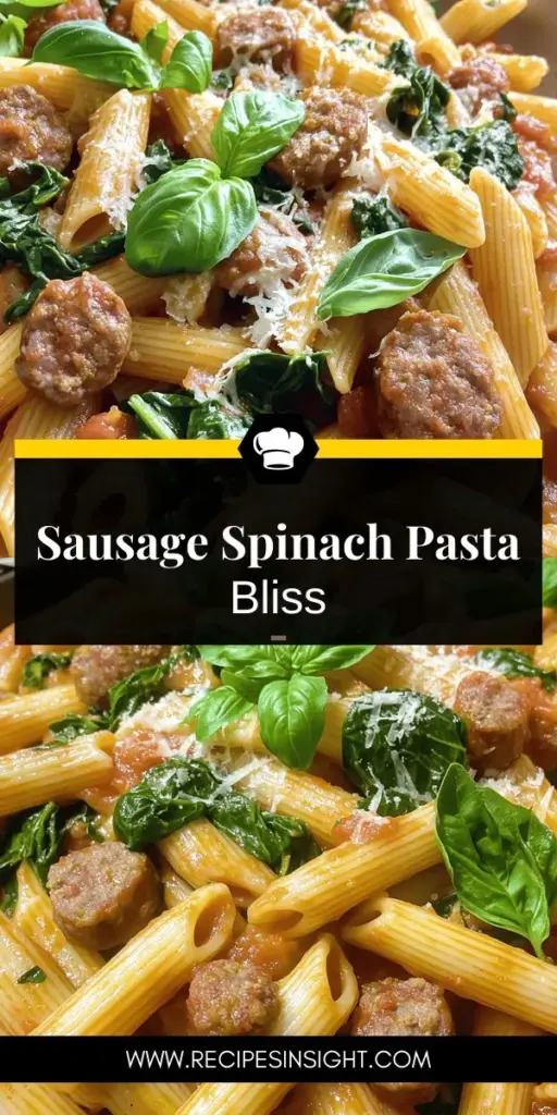 Discover the ultimate comfort food with this Sausage & Spinach Tomato Pasta Delight recipe! This dish combines savory sausage, fresh spinach, and zesty tomatoes, creating a flavorful meal that's perfect for any occasion. Get tips on achieving the perfect sauce consistency and learn how to customize it to your taste. Ready to elevate your pasta game? Click through for the full recipe and experience the deliciousness today!