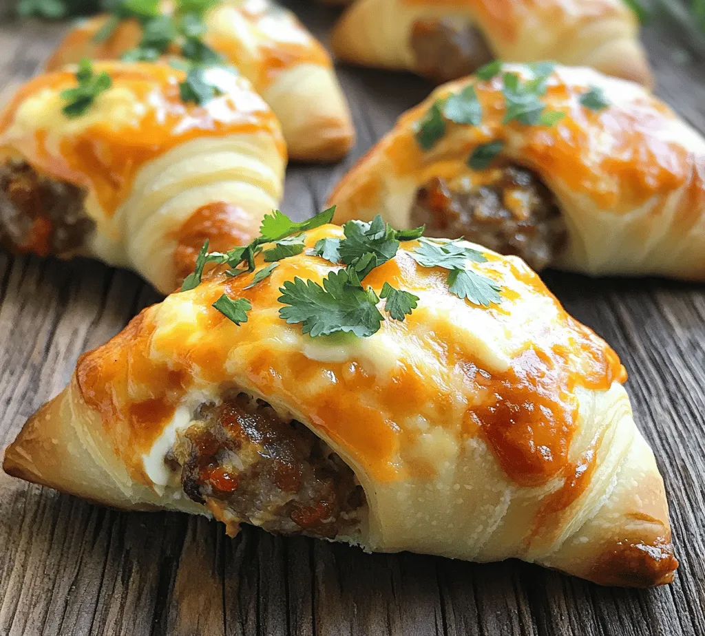 When it comes to easy yet delicious appetizers, few dishes can compete with the delightful combination of Spicy Rotel Sausage and Cream Cheese Crescents. This recipe is an excellent choice for any gathering, from casual get-togethers to formal parties, and it shines particularly bright during game days. The allure of these crescents lies in their perfect blend of flavors: the spicy, savory sausage paired with rich cream cheese and zesty tomatoes creates a mouthwatering harmony that is both satisfying and addictively tasty.