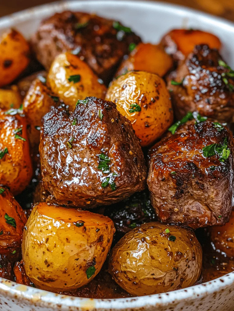 If you’re looking for a dish that combines rich flavors, comforting textures, and ease of preparation, look no further than Garlic Butter Steak Bites and Potatoes. This delightful recipe features tender, juicy steak bites seared to perfection and paired with golden roasted baby potatoes, all enveloped in a luscious garlic butter sauce. The allure of this dish lies in its ability to transform simple ingredients into a gourmet meal that can be enjoyed any night of the week or at your next special occasion.