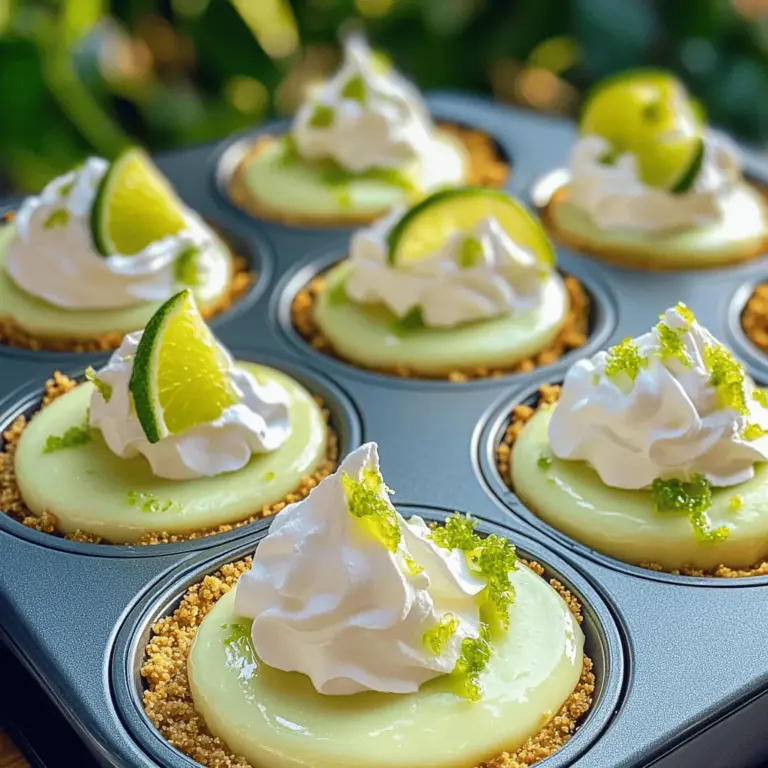 Mini key lime cheesecakes are a delightful twist on the classic dessert, offering a perfect balance of tangy and sweet flavors in a charming, bite-sized form. Their popularity has surged in recent years, as they provide a refreshing alternative to heavier desserts, making them ideal for warm weather gatherings, parties, or simply as a personal indulgence. The unique flavor profile of key lime—bright, zesty, and refreshing—ensures that these mini treats are a hit among dessert lovers of all ages.