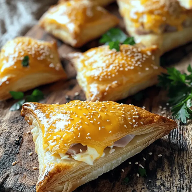 Cheesy Ham Delight Puffs are the ultimate appetizer or snack, bringing a delightful combination of savory ham and rich cheese encased in flaky puff pastry. These mouthwatering bites are not only easy to make but also perfect for any occasion, from casual gatherings with friends to festive holiday celebrations. With a preparation time that takes less than 30 minutes, you can whip up a batch of these delectable puffs in no time, making them an ideal choice for when you want to impress your guests without spending hours in the kitchen.