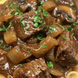 If you're searching for a comforting, hearty dish that is perfect for family dinners or special occasions, look no further than savory beef tips in rich gravy. This dish combines tender beef, savory seasonings, and a luscious gravy that coats each morsel, resulting in a meal that is both satisfying and indulgent. The appeal of this recipe lies not only in its rich flavors and textures but also in its ability to evoke feelings of home and warmth. Each bite transports you to a cozy kitchen where delicious aromas fill the air, making it a fantastic choice for home cooks looking to impress their loved ones.