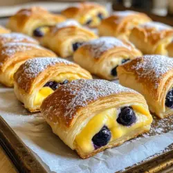 If you are searching for a delectable treat that perfectly balances the rich creaminess of cheesecake with the vibrant burst of blueberries, then look no further than Blueberry Cheesecake Crescent Rolls. This recipe is a delightful fusion of flavors, combining sweet, tangy, and creamy elements, all enveloped in warm, flaky crescent dough. Whether served for breakfast, brunch, or as a satisfying dessert, these crescent rolls are not only easy to make but are sure to impress family and friends alike.