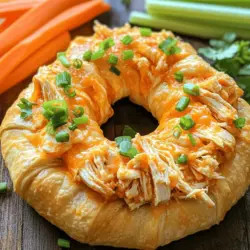 If you're searching for an irresistible appetizer that will steal the show at your next gathering, look no further than the Buffalo Chicken Crescent Ring. This delightful dish combines the zesty flavor of buffalo chicken with the flaky, buttery goodness of crescent roll dough, creating a mouthwatering experience that is sure to please any crowd. Whether it's a game day, a birthday party, or a casual get-together, this crescent ring serves as a perfect centerpiece that invites everyone to dig in.