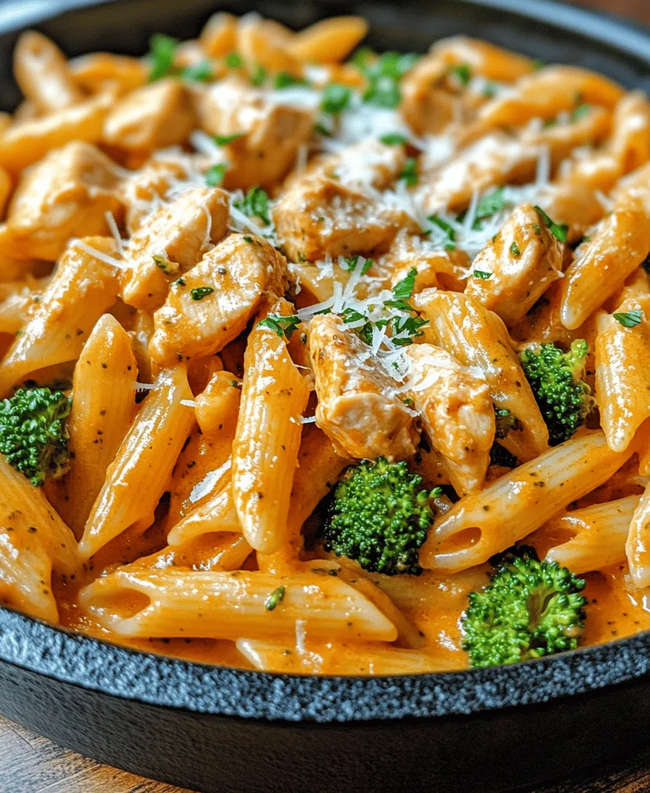 When it comes to comfort food, few dishes hit the mark quite like a creamy pasta. Introducing our <strong>Creamy Broccoli and Chicken Penne</strong>, a delightful recipe that combines tender chicken, vibrant broccoli, and al dente penne pasta enveloped in a rich and creamy sauce. This dish is not just a feast for the eyes; it’s also a wholesome meal that caters to the taste buds and provides numerous nutritional benefits, making it an ideal choice for families and busy professionals alike.” /></p>
</p>
<h3>Nutritional Analysis</h3>
</p>
<p>When it comes to enjoying a dish like Creamy Broccoli and Chicken Penne, understanding its nutritional value can help you appreciate it even more. Each serving of this delightful meal contains a well-balanced mix of macronutrients that contribute to a satisfying and nourishing experience.</p>
</p>
<p>– <strong>Calories</strong>: Approximately 450-500 calories per serving.</p>
<p>– <strong>Protein</strong>: About 25-30 grams, primarily from the chicken and cheese, promoting muscle health and satiety.</p>
<p>– <strong>Fats</strong>: Contains around 15-20 grams, mostly from the cream and cheese, providing essential fatty acids.</p>
<p>– <strong>Carbohydrates</strong>: Roughly 50-60 grams, derived from the penne pasta, giving you the energy needed for daily activities.</p>
</p>
<p>This dish is not only rich in flavor but also offers health benefits that make it a great choice for a balanced meal. The broccoli adds a plethora of vitamins and minerals, including vitamin C, vitamin K, and folate, while chicken breast serves as a lean source of protein. The combination of these ingredients means you can enjoy a hearty meal without compromising on nutrition.</p>
</p>
<h3>Variations and Customizations</h3>
</p>
<p>One of the appealing aspects of Creamy Broccoli and Chicken Penne is its versatility. You can easily adapt the recipe to accommodate various dietary needs and personal preferences.</p>
</p>
<p>– <strong>Ingredient Substitutions</strong>: If you have dietary restrictions, consider substituting whole grain or legume-based pasta for a healthier option. These alternatives often provide additional fiber and protein.</p>
</p>
<p>– <strong>Gluten-Free Options</strong>: For those following a gluten-free diet, using gluten-free penne made from brown rice, quinoa, or chickpeas is a great way to enjoy this dish without sacrificing taste.</p>
</p>
<p>– <strong>Dairy-Free Alternatives</strong>: If you’re avoiding dairy, opt for unsweetened almond milk or coconut cream instead of heavy cream. Nutritional yeast can also be a fantastic substitute for cheese, adding a cheesy flavor without the dairy.</p>
</p>
<p>– <strong>Additional Vegetables</strong>: Enhance the nutritional profile by incorporating more vegetables. Spinach, peas, or bell peppers can be easily added to the dish, providing extra vitamins and a splash of color.</p>
</p>
<p>– <strong>Protein Swaps</strong>: For a different flavor profile, consider swapping out the chicken for shrimp, tofu, or even chickpeas. Each option offers a unique taste and can cater to different dietary preferences, making the dish even more versatile.</p>
</p>
<h3>Serving Suggestions</h3>
</p>
<p>To elevate your Creamy Broccoli and Chicken Penne experience, consider the following serving suggestions that pair beautifully with the dish:</p>
</p>
<p>– <strong>Ideal Pairings</strong>: This creamy pasta dish is rich and filling, so lighter accompaniments work best. A simple side salad with mixed greens, cherry tomatoes, and a light vinaigrette can balance the meal’s richness.</p>
</p>
<p>– <strong>Suggested Side Dishes</strong>: Garlic bread is a classic companion, perfect for soaking up any extra sauce. Alternatively, roasted or steamed vegetables can add a fresh touch, complementing the flavors of the main dish.</p>
</p>
<p>– <strong>Wine Pairings</strong>: For those who enjoy a glass of wine with dinner, consider a crisp white wine such as Sauvignon Blanc or a light Pinot Grigio. These wines enhance the dish’s creamy texture and help cleanse the palate between bites.</p>
</p>
<h3>Storing and Reheating</h3>
</p>
<p>If you find yourself with leftovers or want to prepare this dish in advance, here are some best practices for storing and reheating:</p>
</p>
<p>– <strong>Best Practices for Storing Leftovers</strong>: Allow the dish to cool completely before transferring it to an airtight container. It can be stored in the refrigerator for up to 3-4 days.</p>
</p>
<p>– <strong>Freezing for Future Meals</strong>: To keep the dish fresh for longer, you can freeze it for up to 2-3 months. Just ensure that you use a freezer-safe container and label it with the date for easy identification.</p>
</p>
<p>– <strong>Recommended Reheating Methods</strong>: When ready to enjoy your leftovers, reheat in the microwave or on the stovetop. If using the microwave, cover the dish with a damp paper towel to retain moisture. For stovetop reheating, add a splash of milk or cream to help revive the sauce’s creamy consistency.</p>
</p>
<h3>Conclusion</h3>
</p>
<p>Creamy Broccoli and Chicken Penne is not only a simple and delicious recipe but also a perfect example of how comforting flavors can bring family and friends together. Whether you’re preparing it for a busy weeknight dinner or serving it at a gathering, this dish is sure to impress.</p>
</p>
<p>Encouraging readers to try this recipe means inviting them to experience its versatility, allowing for modifications that cater to individual tastes and dietary preferences. From the nourishing ingredients to the satisfying creaminess, this dish stands out as a delightful and wholesome meal option for any occasion. So gather your loved ones, whip up a batch of Creamy Broccoli and Chicken Penne, and enjoy the rich flavors and comforting vibe it brings to the table.</p>
</div>