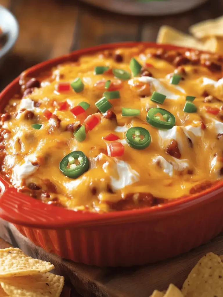 When it comes to party recipes that are sure to please a crowd, few can rival the irresistible allure of Cheesy Fiesta Chili Dip. This delicious dip combines the rich, creamy textures of cheese and sour cream with the hearty, spiced flavors of chili beans, creating an appetizer that is not only easy to prepare but also incredibly satisfying. Whether you’re hosting a game day gathering, a birthday bash, or just a casual get-together with friends, this dip is a standout choice that will have everyone reaching for more.