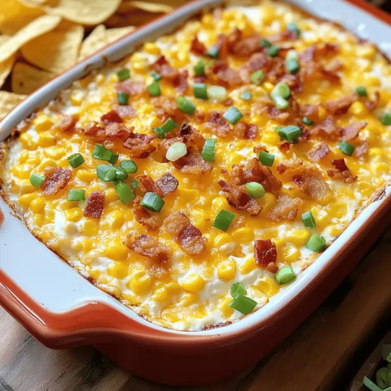 When it comes to appetizers that steal the show, few can rival the appeal of a Sizzling Bacon & Creamy Corn Dip. This indulgent dish harmoniously combines the smoky, savory taste of crispy bacon with the luscious creaminess of cheeses and the natural sweetness of corn. It’s the kind of dip that can turn any gathering into a memorable experience, whether you’re hosting a lively party, cheering on your favorite team during game day, or simply enjoying a cozy evening at home with loved ones.