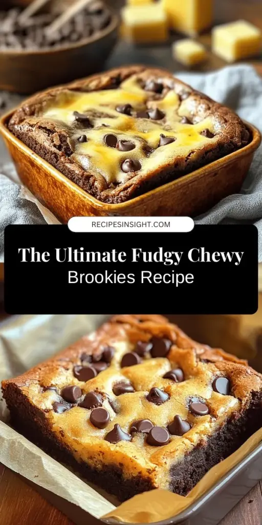 Discover the perfect dessert fusion with these fudgy, chewy brookies! Combining rich brownie layers with soft, chewy cookie tops, brookies satisfy every sweet tooth. Smart ingredient choices ensure the best texture and flavor, making each bite heavenly. Ideal for sharing or enjoying on your own, these treats are sure to become a family favorite. Try the recipe today and indulge in this delightful dessert! #Brookies #DessertRecipes #Baking #ChocolateLovers #SweetTreats