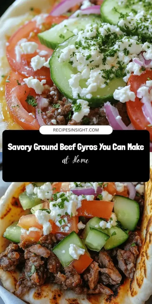 Discover the delightful world of gyros with this delicious recipe for Gyro Delight featuring savory ground beef. Bursting with Mediterranean flavors, these homemade gyros are a satisfying treat that you can customize to your taste. Pair your beef with fresh vegetables, tangy tzatziki sauce, and optional feta for a perfect meal. Get ready to impress your family and friends with this easy-to-make dish that brings the essence of Greece to your kitchen. #GyroDelight #MediterraneanFood #HomemadeGyros #GroundBeefRecipe #Foodie #Tzatziki #HealthyEating