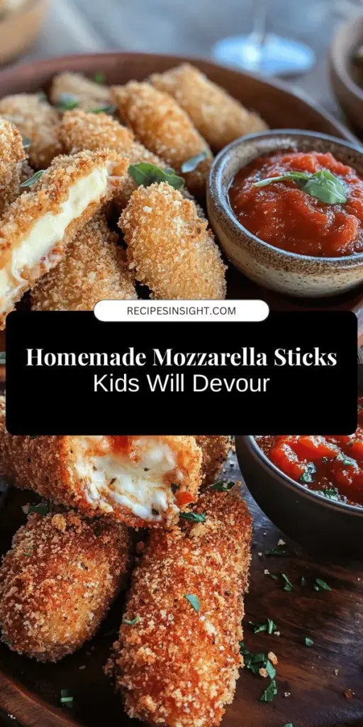 Looking for a fun and delicious snack recipe your kids will love? Try making homemade mozzarella sticks! With gooey cheese and a perfectly crispy coating, these treats are a hit at parties or as after-school munchies. Our easy recipe guides you through the ingredients, preparation, and frying techniques to achieve that golden crunch. Enjoy with marinara sauce for an irresistible combo! #MozzarellaSticks #HomemadeSnacks #KidFriendlyRecipes #CheesyGoodness #CookingWithKids