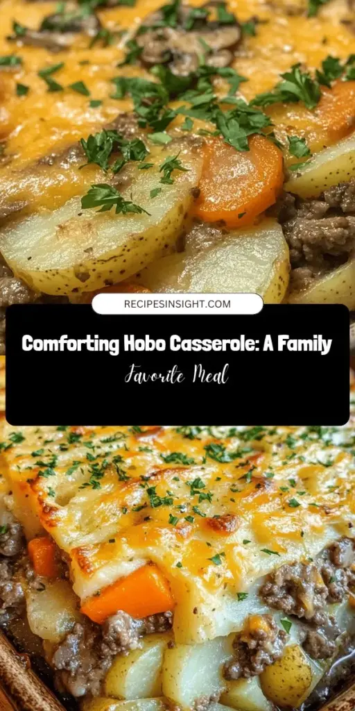 Looking for a heartwarming one-pot meal the family will love? Try Hobo Casserole Delight! This comforting dish combines ground beef, potatoes, carrots, and creamy mushroom soup for a nostalgic and satisfying meal rooted in resourcefulness. Perfect for busy nights, its easy prep means more time with loved ones. Customize with your favorite veggies and maybe some cheddar cheese for an extra special touch! #HoboCasserole #ComfortFood #EasyDinner #OnePotMeal #FamilyFavorite #RecipeIdeas #HealthyEating