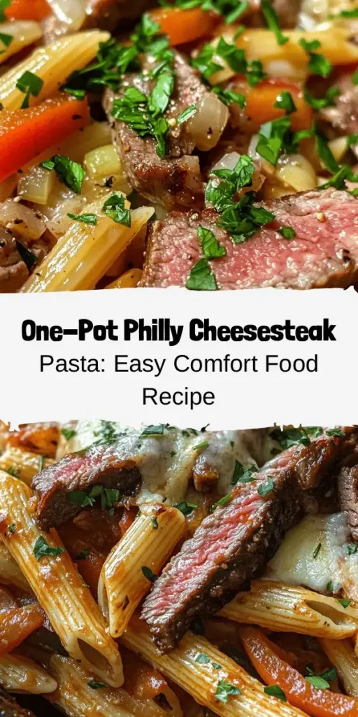 Discover the ultimate comfort food with this One-Pot Philly Cheesesteak Pasta! This easy recipe combines tender sirloin steak, sautéed onions, and bell peppers in a creamy, cheesy sauce, all cooked in one pot for minimal cleanup. Perfect for busy nights or family gatherings, it's a flavorful twist on a classic sandwich. Get ready to impress your loved ones with this delicious dish! #OnePotMeals #PhillyCheesesteak #PastaRecipe #ComfortFood #EasyCooking #FamilyDinner #YummyRecipes