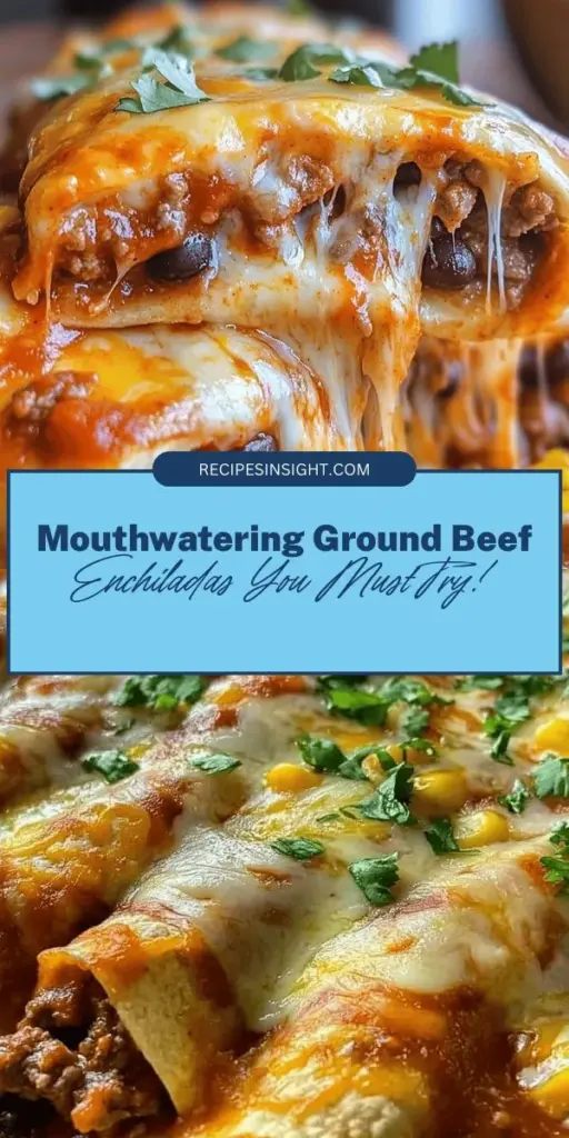 Dive into the world of delicious ground beef enchiladas, a staple of Mexican cuisine that's perfect for any gathering. With a hearty filling of seasoned ground beef, zesty sauce, and gooey cheese, these enchiladas are not only easy to make but also endlessly customizable to cater to every taste. Discover the rich flavors and comforting nature of this dish in our step-by-step guide, and enjoy a flavorful family meal that's sure to impress! #Enchiladas #MexicanFood #ComfortFood #EasyRecipes #FamilyDinner