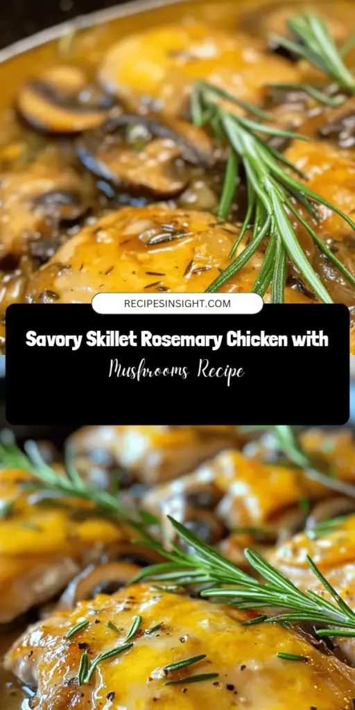 Discover a delicious and easy dinner recipe with Skillet Rosemary Chicken featuring Portabella Mushrooms. This flavorful dish combines juicy chicken thighs with earthy mushrooms and aromatic rosemary for a gourmet experience at home. Perfect for family meals or entertaining, you'll love how simple ingredients transform into a culinary delight. Serve with your favorite sides for a complete meal. #Cooking #DinnerIdeas #ChickenRecipes #HealthyEating #Foodie #HomeCooking #EasyRecipes