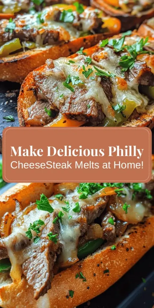 Make your own Philly CheeseSteak Melt at home with this easy recipe! Enjoy the classic combination of tender ribeye steak, melted provolone cheese, and sautéed vegetables nestled in a soft hoagie roll. Customize it to your liking by adding extra toppings or trying different cheeses. Perfect for a cozy meal or a fun cooking night with family and friends! Dive into the comforting flavors of this beloved sandwich. #PhillyCheeseSteak #HomemadeSandwich #ComfortFood #CookingAtHome #DeliciousRecipes