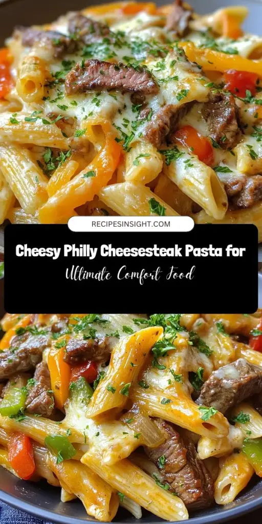 Dive into comfort food bliss with this Cheesy Philly Cheesesteak Pasta Delight! This delicious dish combines the savory flavors of classic Philly cheesesteaks with creamy pasta for a unique twist. Perfect for busy weeknights or special family dinners, it's easy to prepare and packed with flavor. Enjoy tender steak, sautéed veggies, and a rich cheese sauce all in one bowl. Ready to impress your taste buds? #Pasta #ComfortFood #Cheesesteak #EasyRecipes #FoodLovers