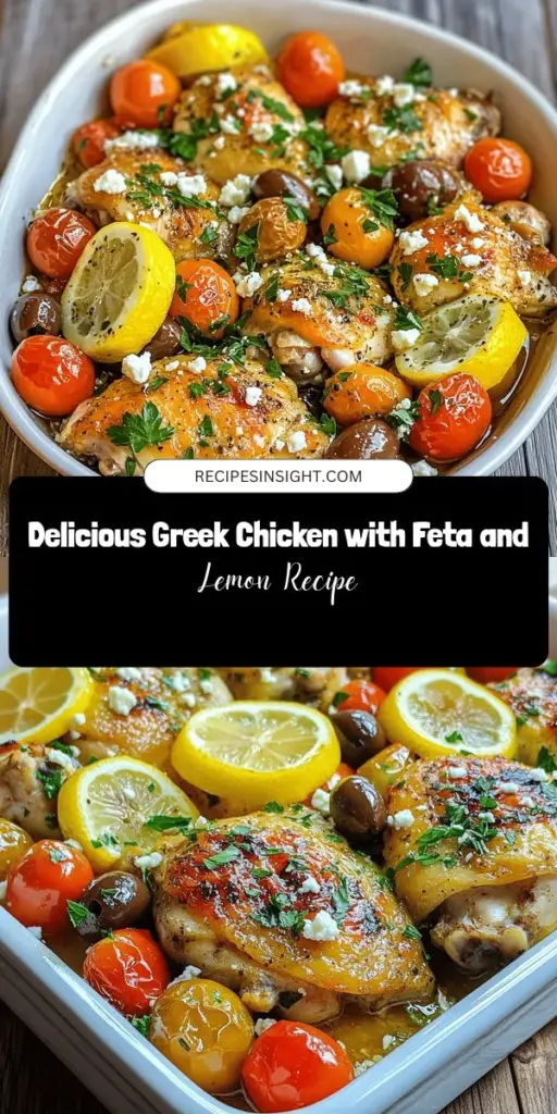 Savor the vibrant flavors of the Mediterranean with this Zesty Greek Chicken with Feta & Lemon recipe. Perfect for any occasion, this dish combines juicy chicken thighs, tangy feta, and refreshing lemon for a delightful and healthy meal. Packed with wholesome ingredients and aromatic herbs, it’s easy to prepare and visually stunning. Wow your family and friends with this simple yet impressive dinner! #MediterraneanDiet #GreekCuisine #HealthyRecipes #ChickenDinner #Foodie