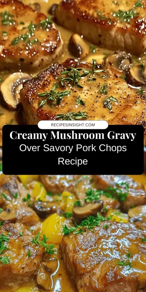 Indulge in the ultimate comfort food with savory pork chops and creamy mushroom gravy! This scrumptious dish combines tender, juicy pork with a rich, flavor-packed sauce that’s perfect for any occasion. Quick and easy to prepare, it promises delightful flavors with minimal fuss. Serve it alongside mashed potatoes, steamed veggies, or your favorite crusty bread for a truly satisfying meal. Try it tonight! #PorkChops #ComfortFood #EasyRecipes #MushroomGravy #DinnerIdeas #HomeCooking