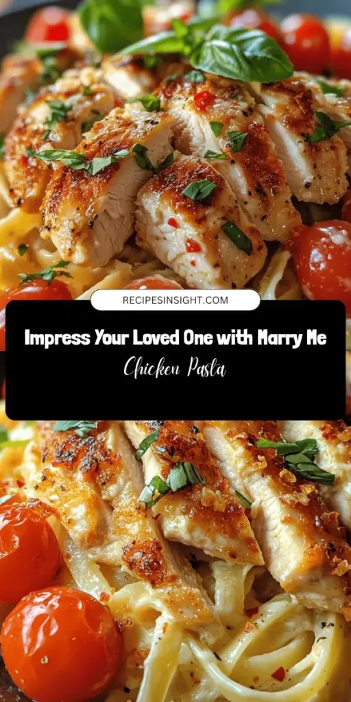 Impress your loved one with Marry Me Chicken Pasta, a dish that combines succulent chicken, creamy sauce, and fresh ingredients to create an unforgettable dining experience. Perfect for special occasions or date nights, this recipe is easy to follow, making it accessible for cooks of all levels. Elevate your meal with beautiful plating, the right wine pairings, and romantic ambiance. Discover the magic of this delightful culinary experience! #MarryMeChickenPasta #RomanticDinner #CookingTogether #PastaLovers #EasyRecipes #DateNightIdeas