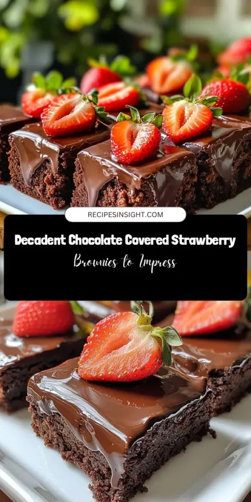 Satisfy your sweet cravings with Chocolate Covered Strawberry Brownies! This delicious dessert combines fudgy brownies with fresh strawberries and a rich chocolate topping for a stunning presentation. Perfect for any occasion, these brownies will impress your guests and delight your taste buds. Follow our step-by-step recipe for a sweet masterpiece that’s both beautiful and delectable. Try it out today! #ChocolateCoveredStrawberries #Brownies #Dessert #Baking #SweetTreats #Foodie #HomemadeDelight #DessertGoals