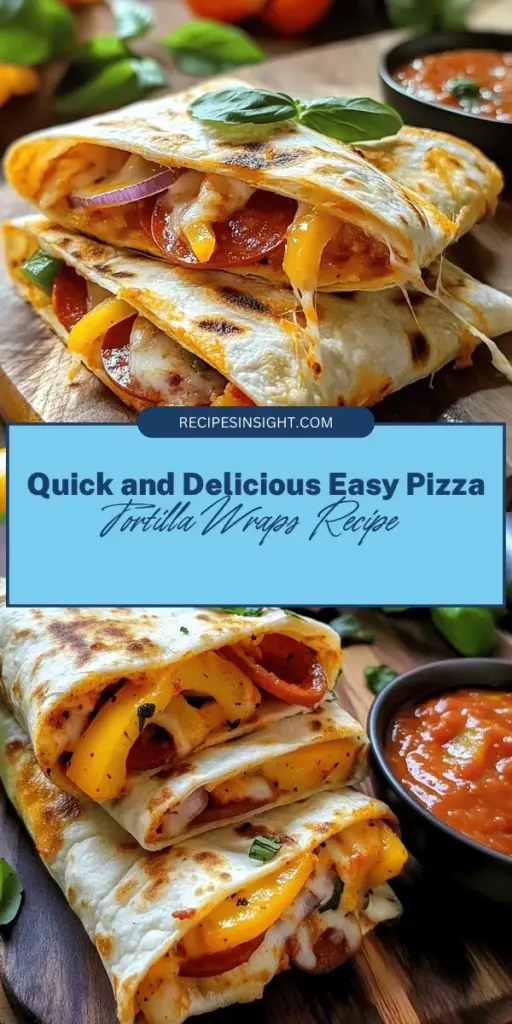 Looking for a quick and delicious meal? Try this Easy Pizza Tortilla Wrap recipe! With just a few ingredients, you can create a customizable wrap that combines the classic flavors of pizza with the convenience of tortillas. Perfect for busy families, kids love assembling their own creations. Whether you prefer meat, veggies, or a cheesy delight, this recipe has endless possibilities. Dive into the world of tasty wraps today! #PizzaTortillaWrap #EasyRecipes #QuickMeals #FamilyFriendlyMeals #ComfortFood