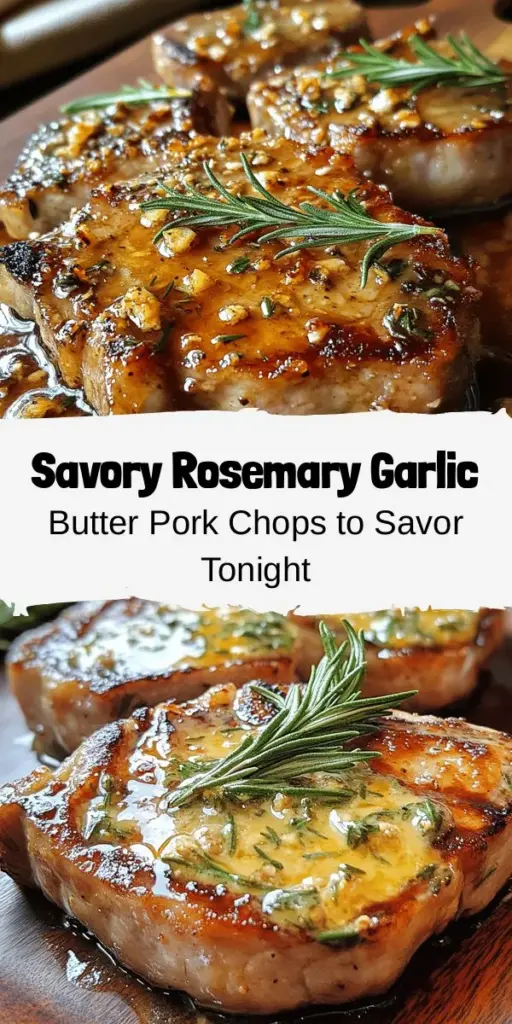 Discover the deliciousness of Rosemary Garlic Butter Pork Chops! This flavorful recipe combines juicy pork chops with aromatic rosemary and rich garlic butter for the perfect dinner. Easy to prepare, it's ideal for weeknight meals or special gatherings. Learn about the types of pork chops, cooking techniques, and nutritional benefits. Elevate your dining experience with this savory delight! Try it tonight! #PorkChops #DinnerRecipes #Cooking #ComfortFood #Foodie #RosemaryGarlic #Yummy