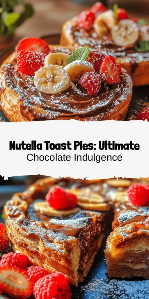 Discover the ultimate indulgence with Nutella Toast Pies, the delightful treat perfect for any occasion! These crispy, gooey pastries combine rich Nutella with your choice of bread, making them an instant favorite for chocolate lovers. They’re easy to make and customizable with bananas, strawberries, or a sprinkle of cinnamon. Elevate your snack game and impress your guests with this simple yet gourmet recipe! #Nutella #ToastPies #ChocolateLovers #DessertIdeas #EasyRecipes #SnackTime #HomemadeTreats