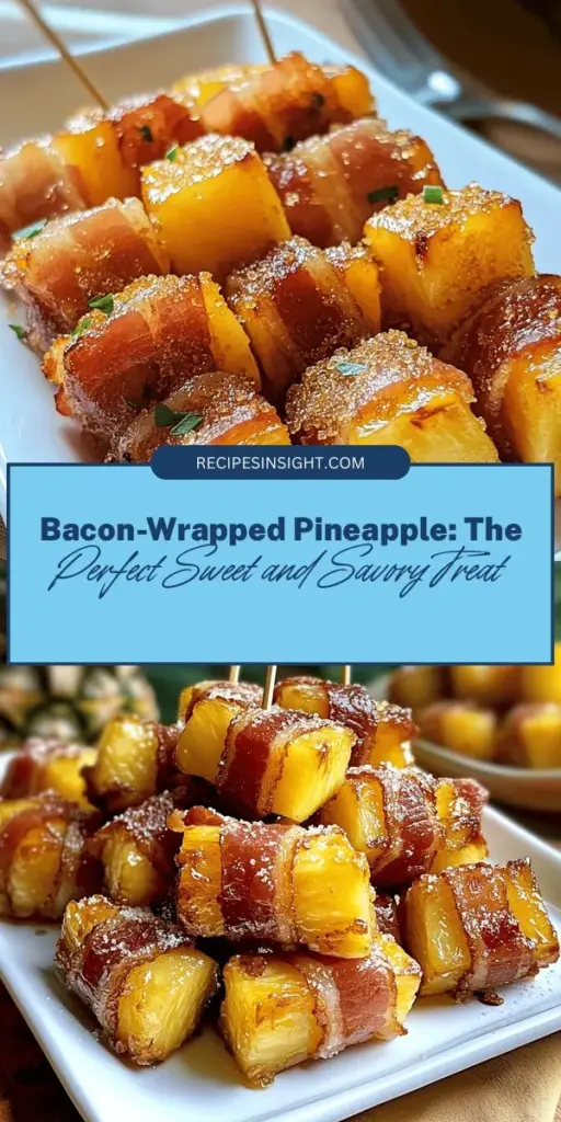 Discover the ultimate appetizer with sweet and savory bacon-wrapped pineapple! This delightful dish combines juicy pineapple with crispy bacon, creating an irresistible flavor explosion that’s perfect for any occasion, from barbecues to game nights. With easy prep steps and the option to customize, this crowd-pleaser will have your guests coming back for more. Elevate your snacking experience today! #BaconWrapped #Pineapple #Appetizers #PartyFood #DeliciousRecipes #CulinaryFusion