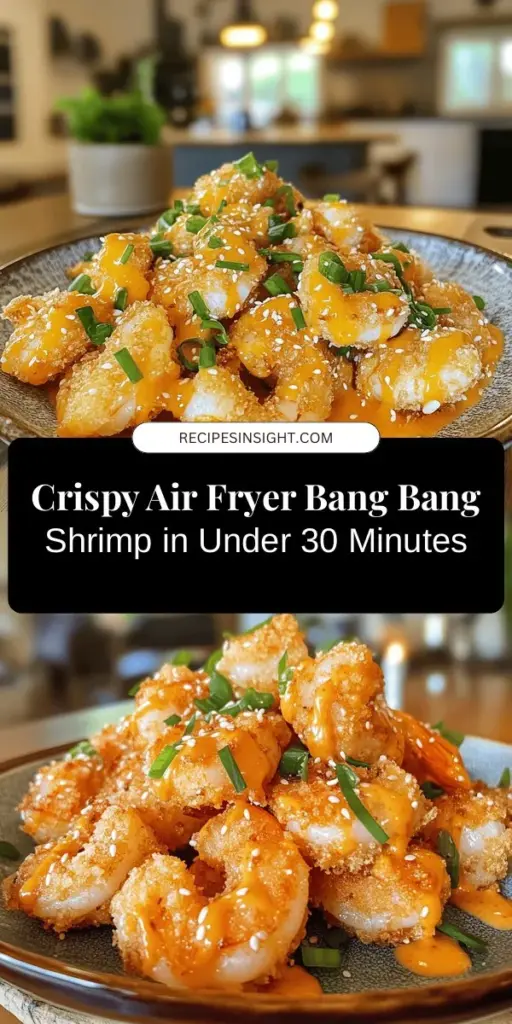 Discover the deliciousness of Crispy Air Fryer Bang Bang Shrimp! This quick and easy recipe captures the classic flavor without all the oil—perfect for seafood lovers. Enjoy the crispy texture paired with the creamy, spicy Bang Bang sauce, ready in under 30 minutes. Ideal for appetizers or a main dish! Elevate your cooking with this healthier, flavorful option and impress your friends and family. #BangBangShrimp #AirFryerRecipes #SeafoodDelight #HealthyEating #QuickDinner #CrispyShrimp