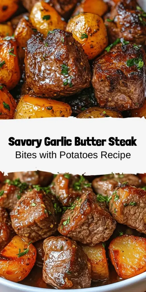 Indulge in the mouthwatering flavors of Garlic Butter Steak Bites and Potatoes! This recipe features juicy steak bites seared to perfection, paired with golden roasted baby potatoes, all drenched in a rich garlic butter sauce. Perfect for cozy dinners or special gatherings, every bite is a comforting delight. Elevate your mealtime with this gourmet dish that’s easy to prepare! #SteakBites #GarlicButter #ComfortFood #DinnerIdeas #EasyRecipes #Foodie #HomeCooking #Yum