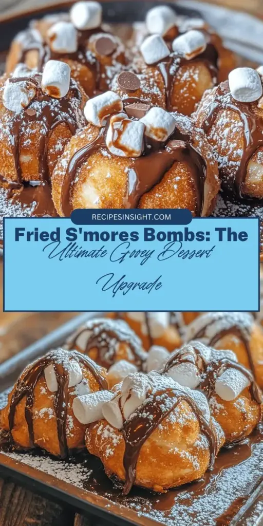 Discover a fun twist on a classic treat with Fried S'mores Bombs! These crispy delights are filled with gooey marshmallows, rich chocolate, and crunchy graham crackers, perfect for any occasion. Easy to make, they bring nostalgia to your gatherings or family nights. Elevate your dessert game and impress your friends with this delicious recipe! Try them today and enjoy every satisfying bite! #SmoreBombs #Dessert #FriedTreats #YummyTreats #ComfortFood #CookingAtHome #SweetTreats